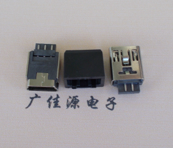 永州MINI USB 5Pin接口 带护套焊线母座 B型180度铜壳