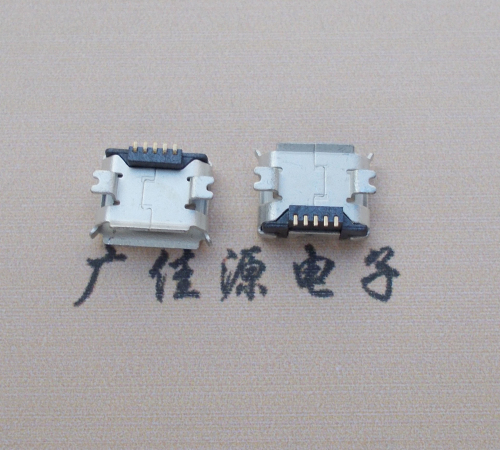 永州Micro USB 5PIN接口,B型垫高0.9mm鱼叉脚贴片雾锡卷边