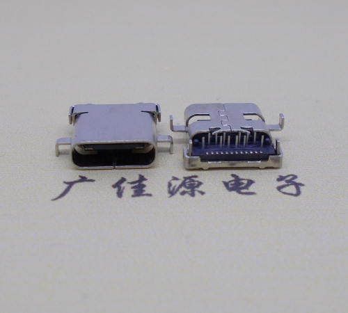 永州卧式沉板usb 3.1 type-c24p母座,端前插后贴smt连接器