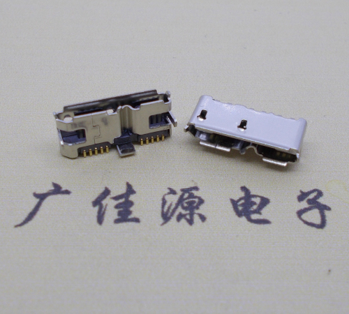 永州 双接口micro usb3.0母座有卷边10pin三个固定脚插板