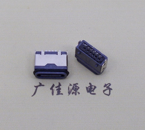 永州usb type c6p防水立插母座两脚插带定位柱